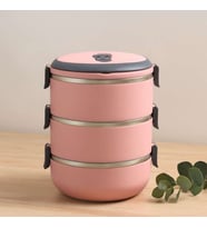 3'lü 1.8L Sefer Tası Saklama Kabı - Açık Pembe