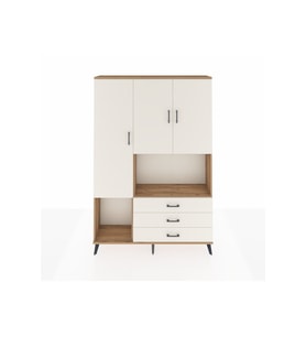 Arges Gardrop 6 Raflı 3 Çekmeceli 3 Kapaklı 132x30x195 Çam-Aytaşı