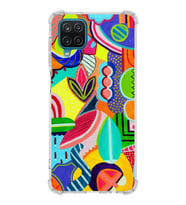 PrintiFy Samsung Galaxy A12 Uyumlu Retro Color 6 Baskılı Şeffaf Köşe Korumalı Antişok Kılıf