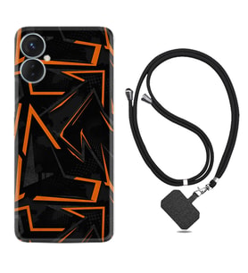 Tecno Spark 9T Kılıf Silikon Boyun Askılı İpli Desenli Silikon Zigzaglar 1651