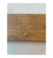 925 Ayar Gümüş Gold Renk H Harfi Kolye Harfli Kolye 45cm