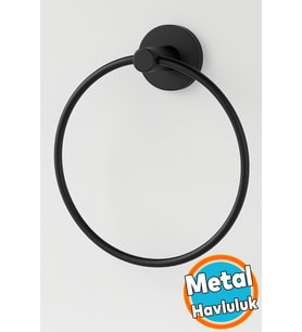 Siyah Yuvarlak 16 cm Banyo Mutfak Lavabo Havluluk Askılığı Vidalı