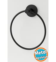 Siyah Yuvarlak 16 cm Banyo Mutfak Lavabo Havluluk Askılığı Vidalı