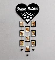Canım Babam Yazılı Ahşap Kalpli İp Askılı 9 Fotoğraf, Babalar Günü Hediyesi