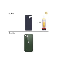 iPhone 13 mini Yeşil Arka Kapak Arka Cam Batarya Kapağı Lazer Kesim Kapak Pil Kapağı + B-7000 Yapıştırıcı
