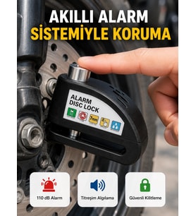 Alarm Sensörlü Disk Kilidi Motosiklet Scooter Bisiklet Güvenlik Yeni Nesil