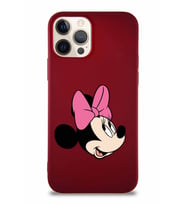 Apple iPhone 12 Pro Soft Premier Kapak Minnie Mouse-A Tasarımlı Silikon Kılıf - Mürdüm (Şeffaf)