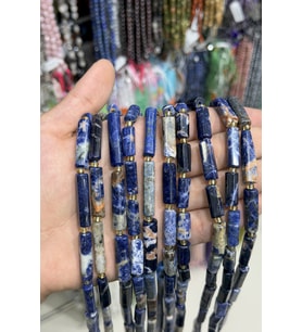 Sodalit Taşı Köşeli Silindir Kesim 7x27mm Doğal Taş Dizi