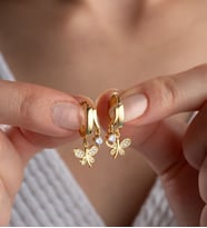 925 Ayar Gümüş Gold Çift Yusufçuk Taşlı Küpe