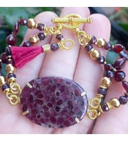 2580 Cooper Turmaline Garnet Hematit el yapımı bileklik