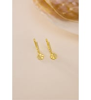 925 Ayar Gümüş Gold Kaplama Sallantılı U Model Çiçek Küpe