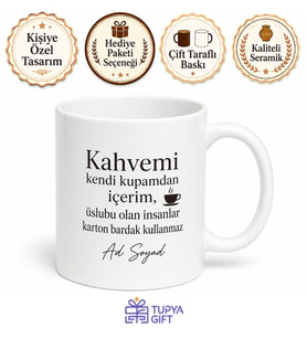 Karton Bardakta Kahve İçmeyi Sevmeyenlere Kendi Kupam Şıklığı Hediye Kupa Bardak