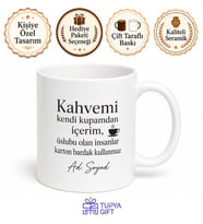 Karton Bardakta Kahve İçmeyi Sevmeyenlere Kendi Kupam Şıklığı Hediye Kupa Bardak