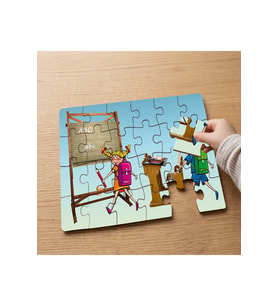 Okula Giden Mutlu Çocuklar Tasarımlı 24 Parça Ahşap Çocuk Puzzle MPK1003