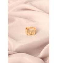 Gold Renk Metal Punta Zirkon Taşlı Ayarlanabilir Kadın Yüzük (Çok Renkli)