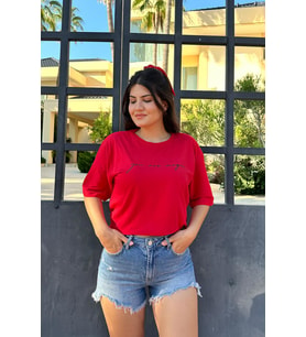 Kırmızı Renk You Are Magic Baskı Unisex Oversize T-Shirt