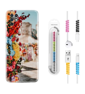 INFINIX Note 11 Pro Note 10 Hot 9 Play Kılıf Kablo Koruma Spiral Silikon Gerçek Çiçekler 1743