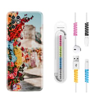 INFINIX Note 11 Pro Note 10 Hot 9 Play Kılıf Kablo Koruma Spiral Silikon Gerçek Çiçekler 1743