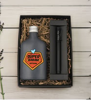 BK Gift Kişiye Özel İsimli Baba Temalı Antrasit Tasarım Cam Şişede Kolonya 200 ml & Siyah Metal Roller Kalem ve Hediye Kutusu-2, Babaya Hediye, Babalar Günü Hediyeleri, Hediyelik Baskılı Kolonya