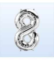 8 Yaş Rakam Gümüş Folyo Balon - 76 cm