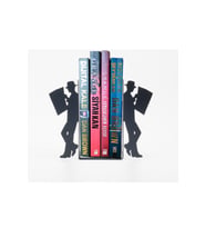 Gazete Okuma Desenli Metal Kitap Desteği - Kitap Tutucu - Ev Ve Ofis Dekoratif Aksesuar (2 Lİ SET)
