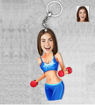 Kişiye Özel Sporcu Kadın Ahşap Anahtarlık-3