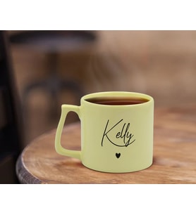 BK Gift Kişiye Özel İsimli Pastel Sarı Middle Kupa Bardak, Arkadaşa Hediye, Ev Hediyesi, Doğum Günü Hediyesi, Ofis Hediyesi-3