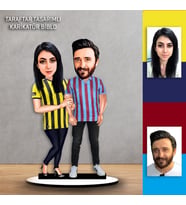 Kişiye Özel Karikatür  Trabzon- Bordomavi & SARI  LACİVERT Taraftar Tasarımlı Biblo B152