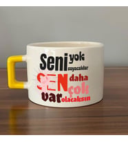Seni Yok Sayacaklar Baskılı Kadınlar Günü Sarı Kulplu C Fincan