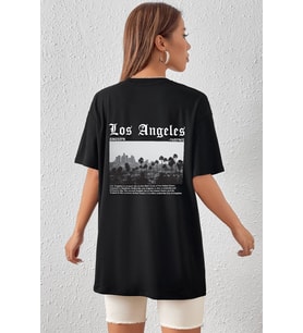 Unisex Los Angles Tasarım Tshirt (Siyah)