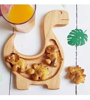 Ahşap Minik  Dino Servis Tabağı, Kahvaltı Tabağı