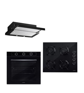 Luxell Aspiratörlü 7 Prg 77 Litre Siyah Optimum Ankastre Set