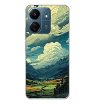 Xiaomi Redmi 13C Uyumlu Doğa ve Bulut Desenli Şeffaf Telefon Kılıfı