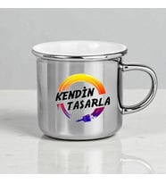 Kişiye Özel,Hediye Kutulu Gümüş Renk Kupa Bardak (NOT YAZILABİLİR)