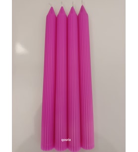 qosrix 4'lü Açık Pembe Şamdan Soya Mumu 1. Kalite Soya Doğal Pudra Kokulu Uzun Çubuk Konik Mum Dekoratif