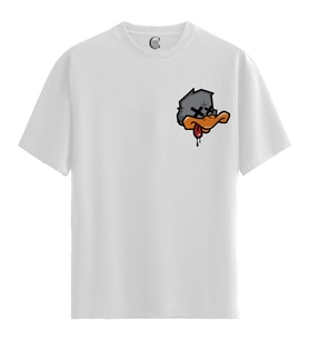 Drip Duck - %100 Pamuklu Erkek Beyaz Tişört - Premium Quality