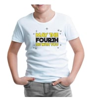 May the Fourth Be With You with Stars Beyaz Çocuk Tshirt