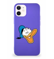 Apple iPhone 12 Soft Premier Kapak Donald Duck-E Tasarımlı Silikon Kılıf - Mor (Şeffaf)