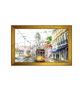 Manzara Temalı Kanvas Tablo 80 x 110 cm Gold Çerçeve