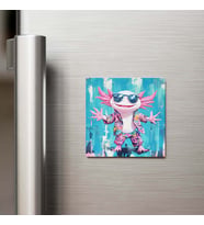 Axolotl - Aksolotl - Güneş Gözlüklü Style - Buzdolap Magneti - 9x9 Cm