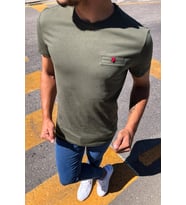 Erkek Bisiklet Yaka T-Shirt 20Y-3400650 Haki