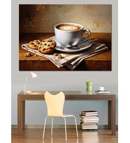 Kurabiye Ve Sütlü Kahve Keyfi Dekoratif Kanvas - Mdf Ahşap Tablo