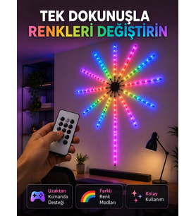 RGB LED Fireworks Duvar Lambası Uzaktan Kumandalı Telefon Kontrollü Ortam Aydınlatması