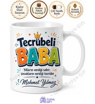 Tecrübeli Baba Yazılı Komik Kupa Bardak Babalar Günü Hediyesi Baskılı