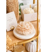 Şakayık 3'lü Mum - Mumelia Candles Doğal Soya, El Yapımı, Dekoratif - Krem