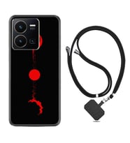 Vivo Y35 Kılıf Silikon Boyun Askılı İpli Desenli Silikon Red Moon 1710