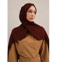Lyocell Naia Üçgen Monogram Şal 5 (Bordo)