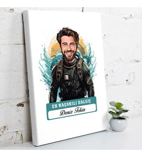 Kişiye Özel Hediye Karikatürlü En Başarılı Erkek Dalgıç Kanvas Tablo
