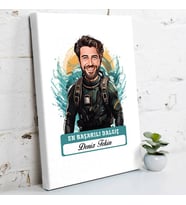 Kişiye Özel Hediye Karikatürlü En Başarılı Erkek Dalgıç Kanvas Tablo