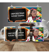 Öğretmenler için Hediye Kupa Bardak, Fotoğraflı Yazılı Bardak Hediyesi, 330ml, Beyaz (Doğal Beyaz)